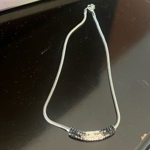 Cute silver, black and gemstone necklace